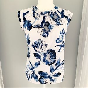 NWT Karl Lagerfeld Sleeveless Blue Floral Blouse